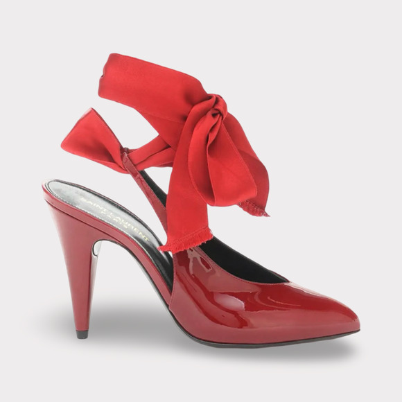 Saint Laurent Patent Venus Slingback Tie Up Heel - Women’s 8 - Picture 1 of 7
